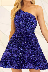 A-line shoulder glitter short Homecoming Dresses